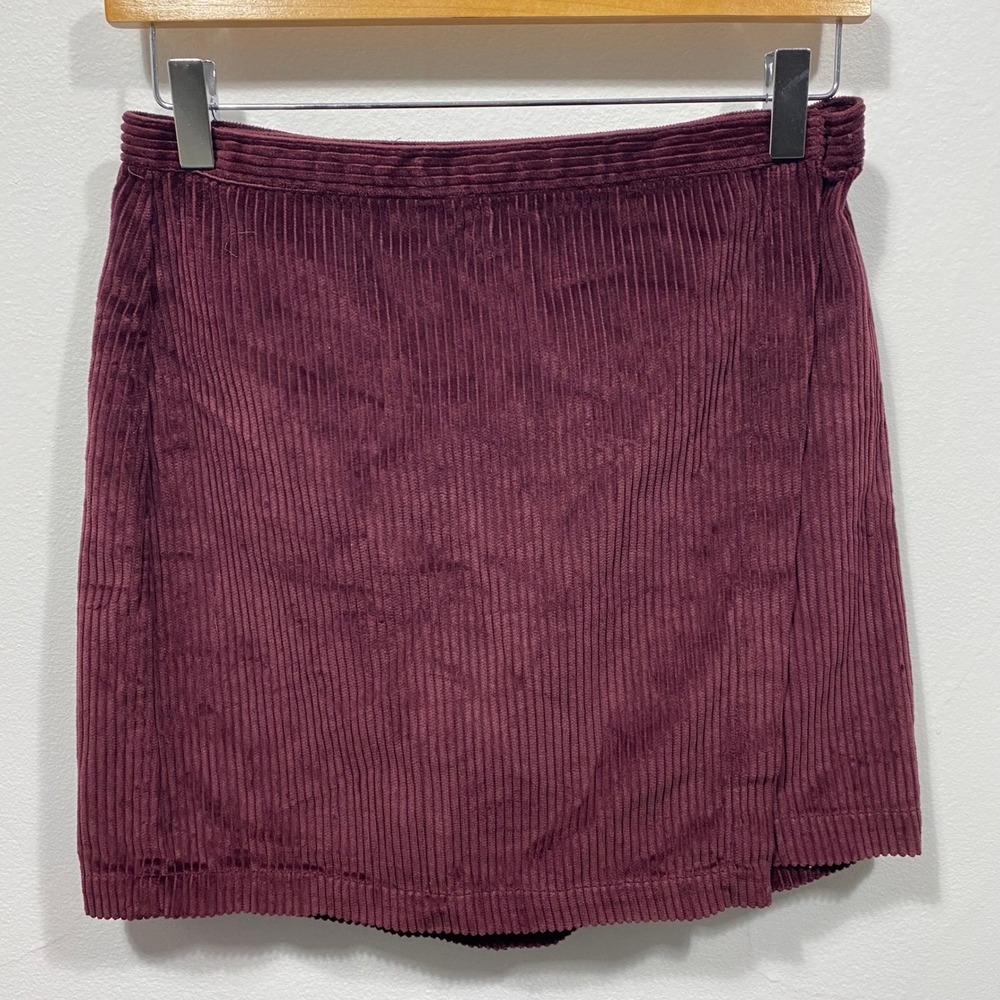 Abercrombie Fitch Corduroy Wrap Front Mini Skirt Burgundy Size‎ S Y2K Retro Chic